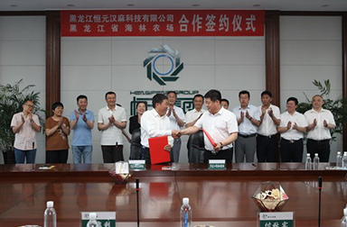 恒元汉麻与海林农场举行合作签约仪式